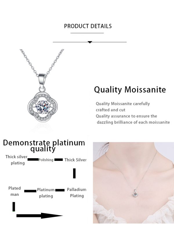 AZ435-X 0.3CT Artisan Floral Hollow Pendant S925 Silver Moissanite Chain Necklace Minimalist Style GBA Certified Free Gift Box - Image 7