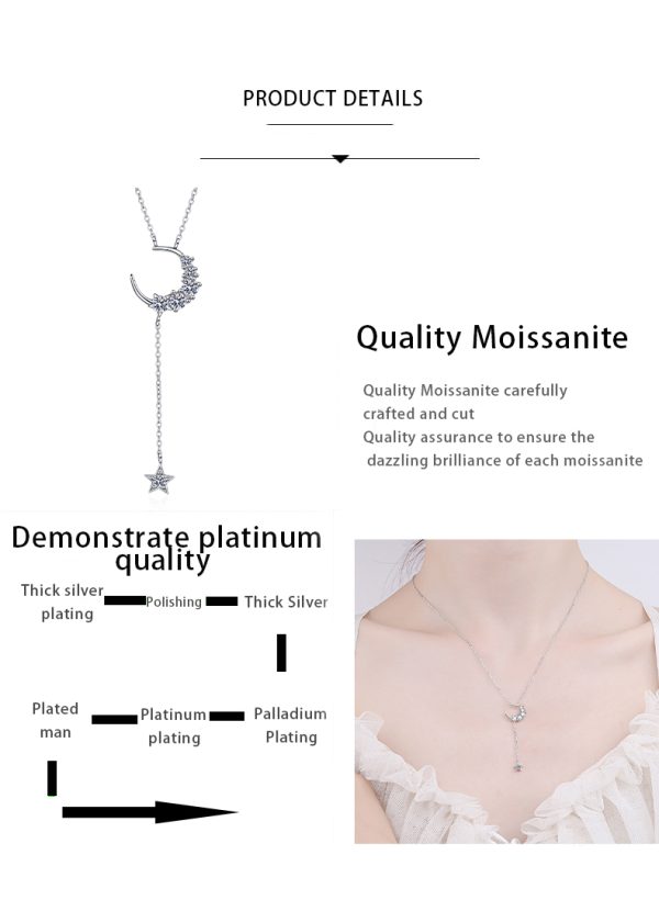 AZ436-X Platinum PT950 18K White Gold 0.4ct Moissanite Necklace Pendants for Women Jewelry Lightweight Comfort Fit - Image 7