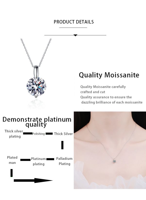 AZ442-X D VVS1 Moissanite Necklace Diamond Pandent 1-3ct GRA Certified s925 Sterling Silver 18k Necklaces for Women Dainty Gift - Image 7