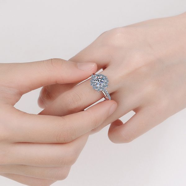 AZ001-J 3CT/10CT D Color Moissanite Ring For Women 100% 925 Sterling Silver AU750 Plated Engagement Wedding Bride Diamond Rings with GRA - Image 2