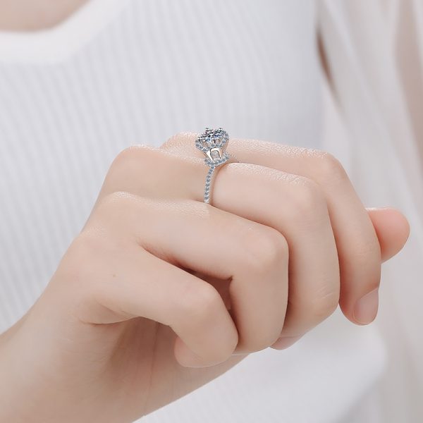 AZ007-J  Moissanite Diamond Engagement Rose Rings For Women 100% 925 Sterling Silver Bridal Wedding Band Bezel Setting - Image 2