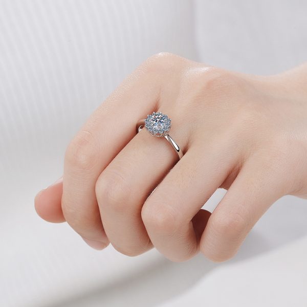AZ010-J  1ct  Moissanite Rings For Women D Color VVS Luxury Flower Shape Bridal Female Engagement Wedding Jewerly Size5-9 - Image 2