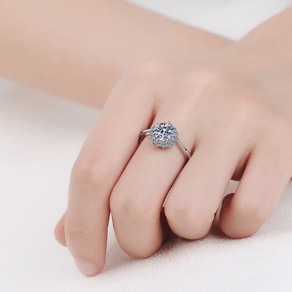 AZ016-J GRA Certified 1.0 Carat Moissanite Ring VVS1 Lab Diamond Solitaire Ring for Women Engagement Promise Wedding Bands Jewelry Gift - Image 2