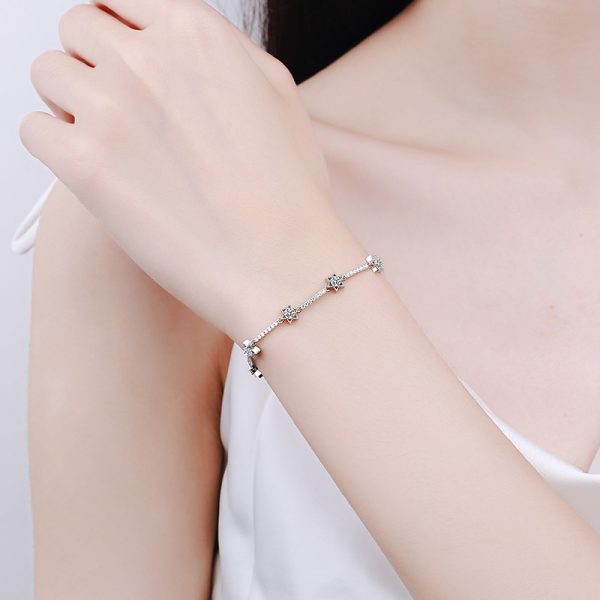 AZ430-S Moissanite Diamond Bracelet Platinum Plating Sterling Silver Ten Stars Charms Bracelet Promise Gift For Women Girls Fine Jewelry - Image 2