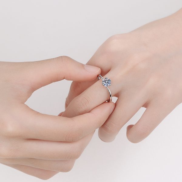 AZ020-J 925 Silver 0.8 Carat Moissanite Ring Fashion Sparkling Gorgeous Jewelry Gift Suitable for Wedding Party Mother's Day - Image 2