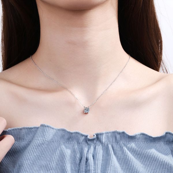 AZ040-X Luxury 0.8CT D Color Shiny Moissanite Diamond Pendant Chain for Women Party PT950 Platinum Necklace Engagement girl Fine Jewelry - Image 2