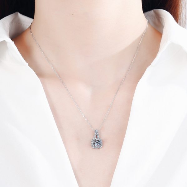 AZ045-X 2 Carat D Moissanite Drop Necklaces 18k Gold Plated Diamond Pendant Original Real 925 Silver Chain Fine Jewelry for Women - Image 2