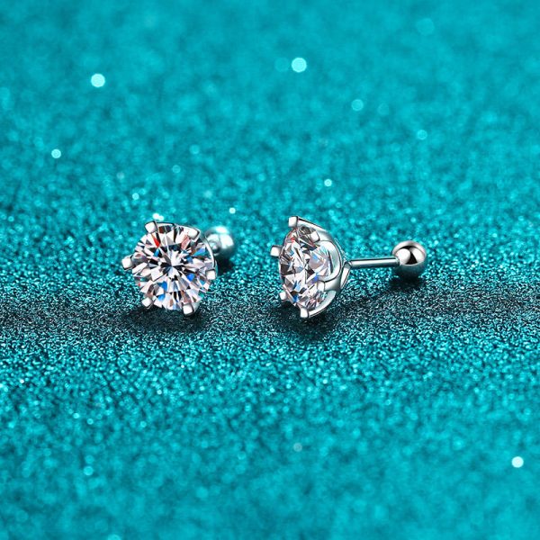 AZ471-X Sterling Silver 0.5-1 Carat *2 Moissanite Screw 6-Claw Earring Fashion Casual High-End Design Sense Niche Lady Girlfriend - Image 5