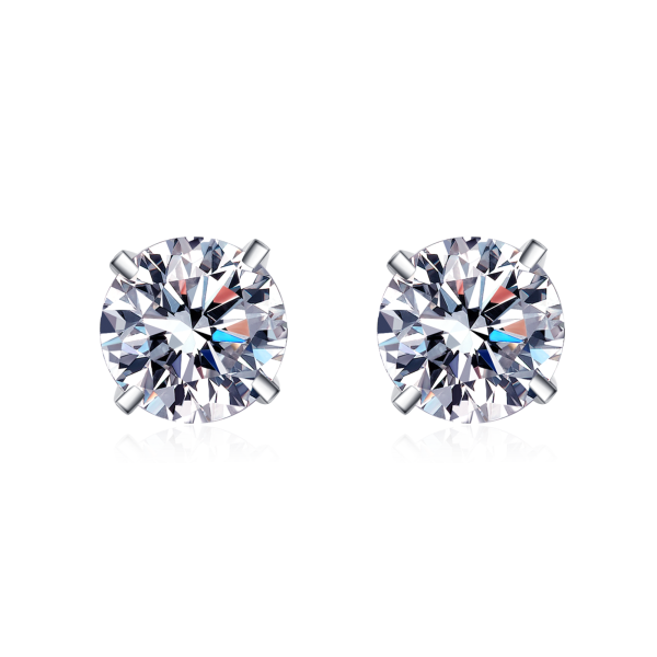 AZ467-E Moissanite Stud Earrings 0.4-4 CT White Gold Plated Sterling Silver D VVS1 Lab Diamond Round Ear Studs For Women