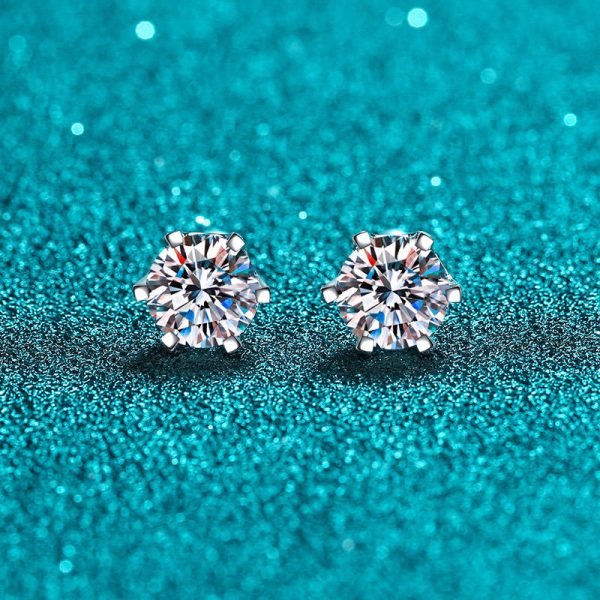 AZ471-X Sterling Silver 0.5-1 Carat *2 Moissanite Screw 6-Claw Earring Fashion Casual High-End Design Sense Niche Lady Girlfriend - Image 4