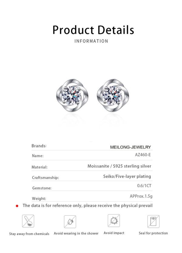 AZ460-E 30ct 50ct Four Claw Minimalist Moissanite Stud Earrings S925 Silver Bestseller GBA Certified Women Trendy Jewelry Free Gift Box - Image 6