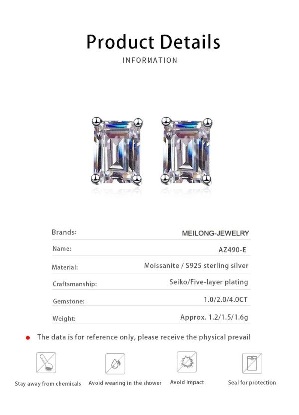 AZ490-E new platinum PT950 luxury earrings with authentication certificate of Moissanite Diamond Dcolor 0.5/1/2CT fine jewelry for women - Image 6