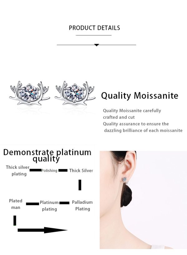 AZ464-E The women's earrings have your pt950 platinum simple moissanite stud along the way - Image 7