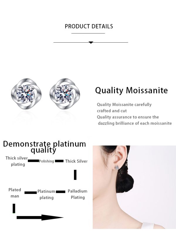 AZ460-E 30ct 50ct Four Claw Minimalist Moissanite Stud Earrings S925 Silver Bestseller GBA Certified Women Trendy Jewelry Free Gift Box - Image 7