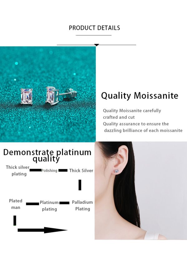 AZ490-E new platinum PT950 luxury earrings with authentication certificate of Moissanite Diamond Dcolor 0.5/1/2CT fine jewelry for women - Image 7