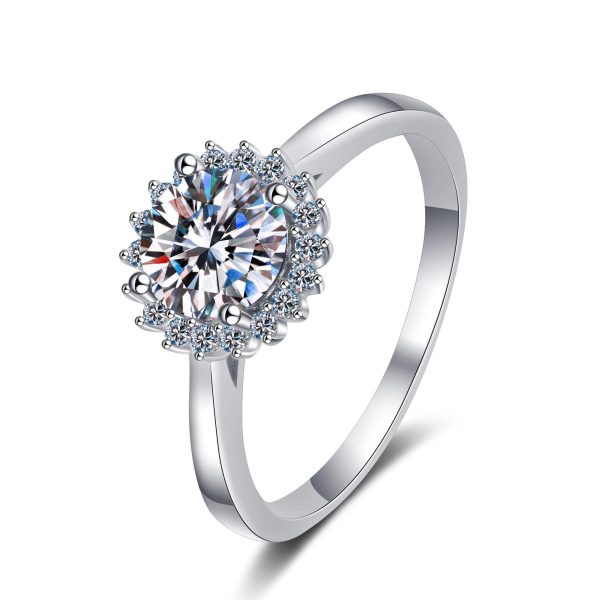 AZ256-J 18K White Gold 1 Carat Moissanite Ring for Women Platinum Pt950 Spinning Rose Romantic Ring Luxury Wedding Bands Fine Jewelry