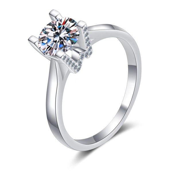 AZ268-J Quality Jewelry Four Claw Inlay PT950 Platinum Rings Moissanite VVS1 D Color 0.5/1CT Diamond Round Circular Pronged Women Ring