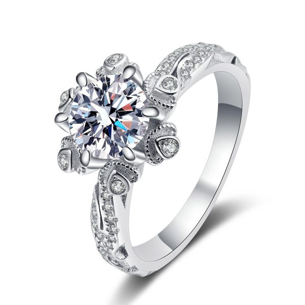 AZ273-J Original 925 Sterling Silver Ring Love Heart Wishbone Moon Sun Rings Crystal Rose Gold For Women Wedding Gift Luxury Jewelry