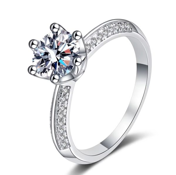 AZ420-J Twisted Buckle Single Row Platinum Rings for Women, Cluster Crown Single Pt950 Fine Jewelry Moissanite Ring Lady GRA Certified