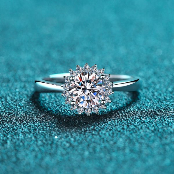 AZ256-J 18K White Gold 1 Carat Moissanite Ring for Women Platinum Pt950 Spinning Rose Romantic Ring Luxury Wedding Bands Fine Jewelry - Image 5