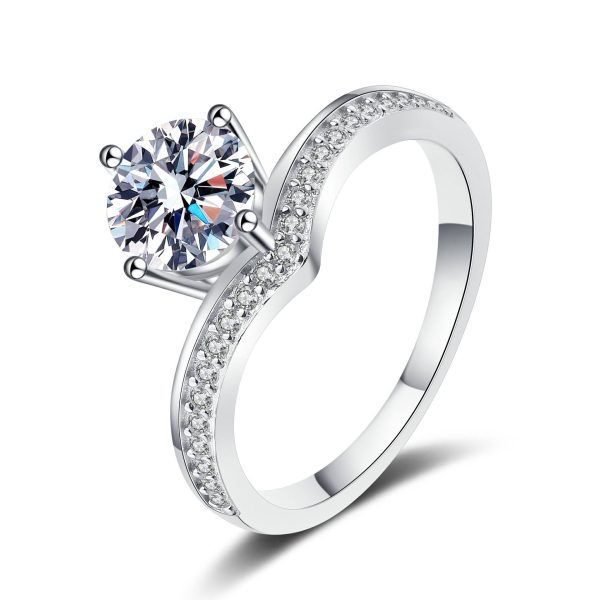 AZ378-J Simple True Love Wedding Rings for Women 925 Silver Color Moissanite Round Stone Finger Rings Jewelry Gift