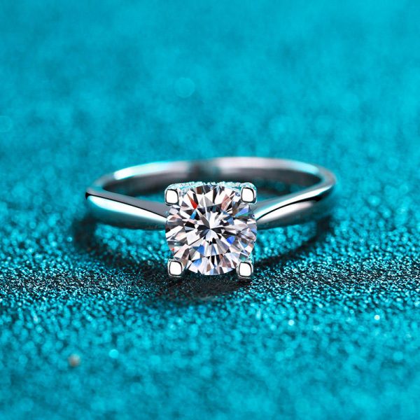 AZ268-J Quality Jewelry Four Claw Inlay PT950 Platinum Rings Moissanite VVS1 D Color 0.5/1CT Diamond Round Circular Pronged Women Ring - Image 5
