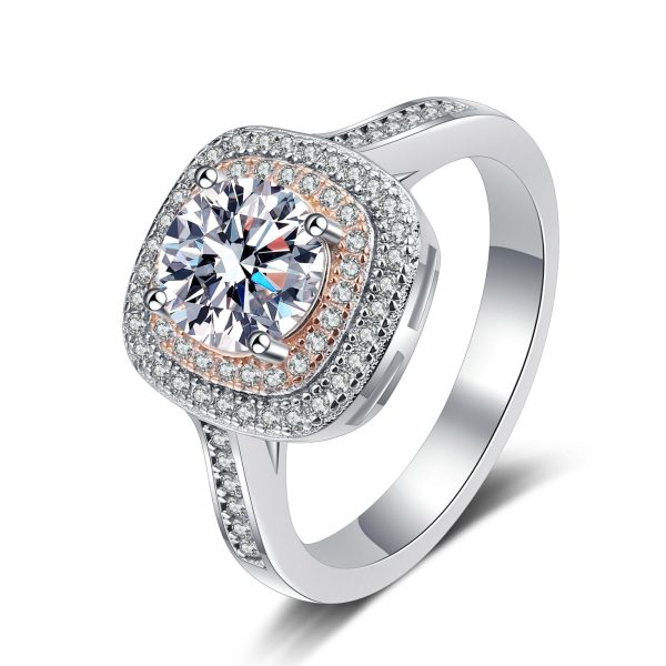 AZ407-J  CZ 925 Sterling Silver Shiny Moissanite Finger Ring Geometric Design For Women Girls Party Accessories Jewelry