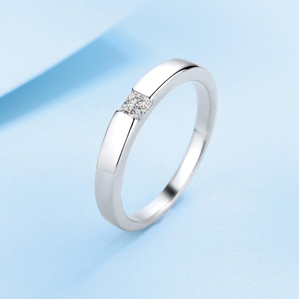 AZ531-J S925 Sterling Silver 0.3Ct Princess Cut Moissanite Ring Women's Stackable Wedding Band Bridal Jewelry 2025 - Image 5