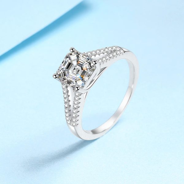 AZ550-J 18k White Gold Double Halo Platinum Pt950 Rings for Women with 2ct Moissanite Sparkle Fine Jewelry Gift - Image 5
