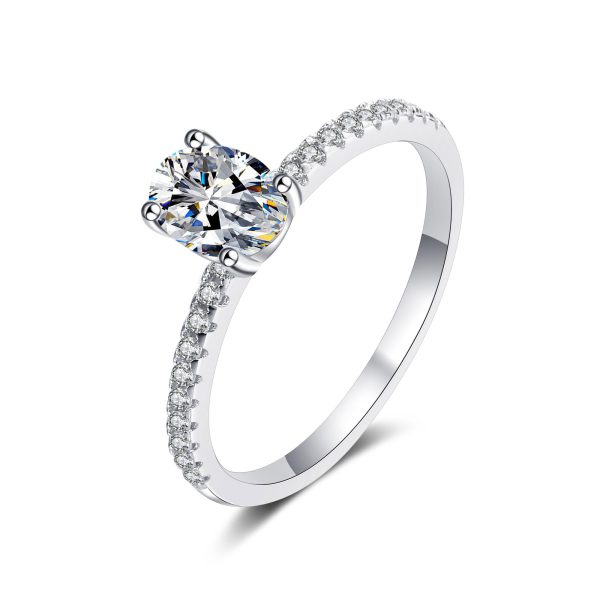 AZ565-J Classic 1/2 Carat Full Circle Moissanite Ring, New Style 18K White Gold VVS1 D Color Diamond Popular Rings for Wedding Women