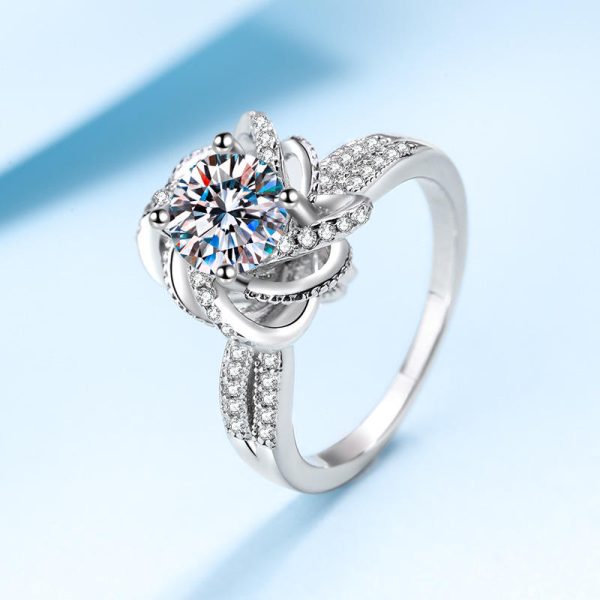 AZ280-J S925 Silver Moissanite Rings D Class 2 Carat Retro White Personality Women Ring Jewelry Accessories - Image 5