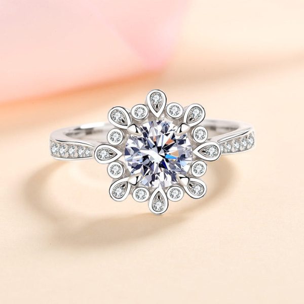 AZ349-J 1ct Real Moissanite Solitaire Ring for Women Cross Hollow Marriage Proposal Ring S925 Silver Jewelry Created Diamond Band - Image 5