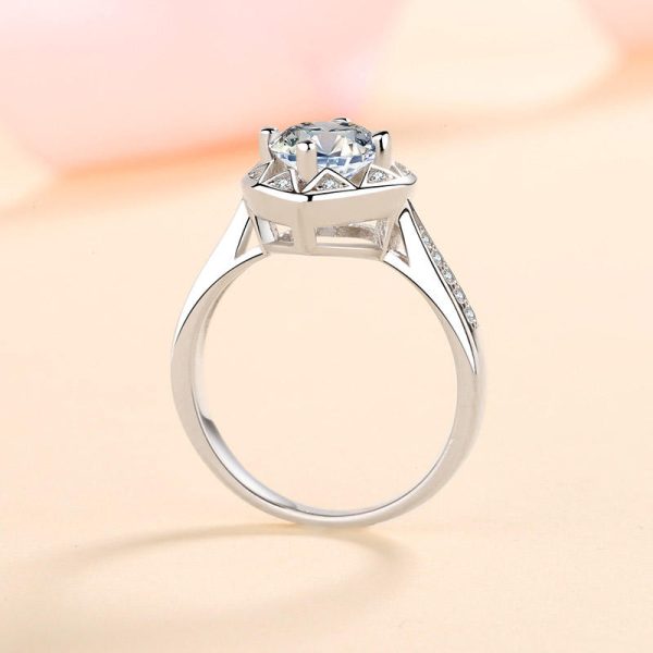 AZ352-J 1 carat  moissantie ring for Women wedding anniversary ring 100% 925 Sterling Silver Ring - Image 4