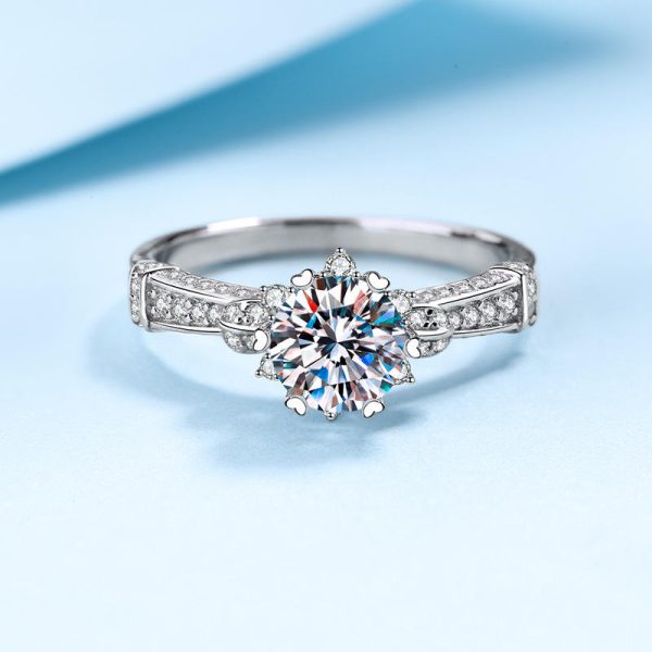 AZ353-J  925 Sterling Silver Dazzling Round 1CT Moissanite Ring For Women Female Wedding Engagement Platinum Plated Fine Jewelry - Image 4
