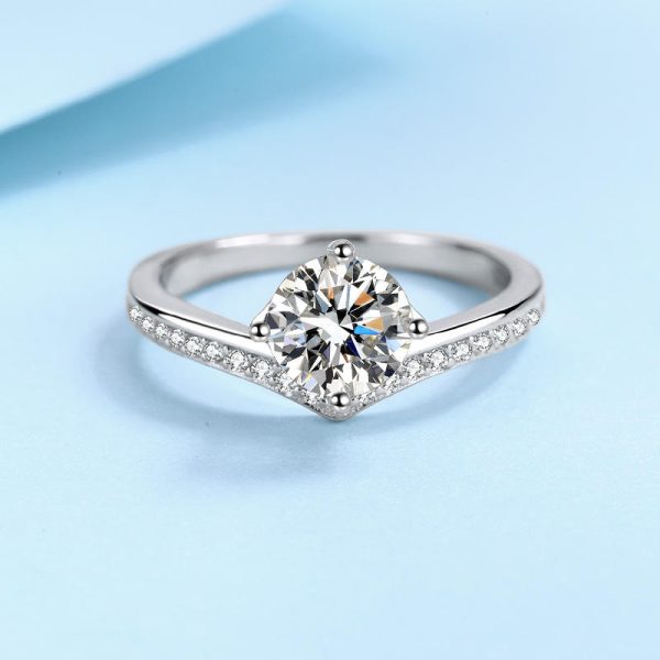 AZ378-J Simple True Love Wedding Rings for Women 925 Silver Color Moissanite Round Stone Finger Rings Jewelry Gift - Image 4