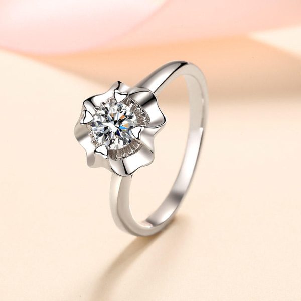 AZ394-J Designer Jewelry 18K White Gold Circular Bead Women Style VVS1 D Color 0.5Carat Round Moissanite Diamond Wedding Rings for Fiancee - Image 4