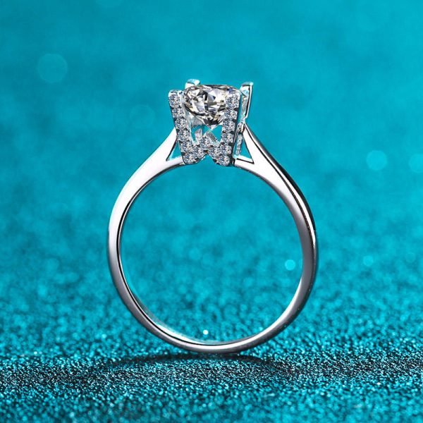 AZ268-J Quality Jewelry Four Claw Inlay PT950 Platinum Rings Moissanite VVS1 D Color 0.5/1CT Diamond Round Circular Pronged Women Ring - Image 4