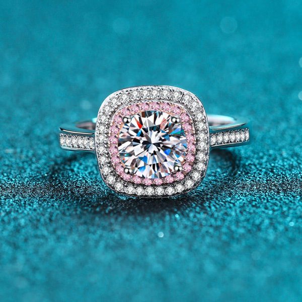 AZ407-J  CZ 925 Sterling Silver Shiny Moissanite Finger Ring Geometric Design For Women Girls Party Accessories Jewelry - Image 5