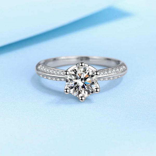 AZ420-J Twisted Buckle Single Row Platinum Rings for Women, Cluster Crown Single Pt950 Fine Jewelry Moissanite Ring Lady GRA Certified - Image 4