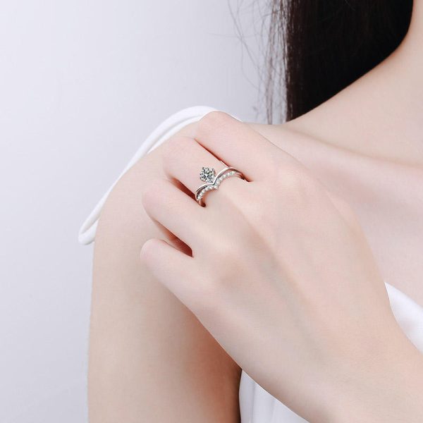 AZ421-J 0.5CT Moissanite Eternal Ring for Women S925 Pure Silver Plated 18K White Gold Laboratory Diamond Fashion Jewelry - Image 3