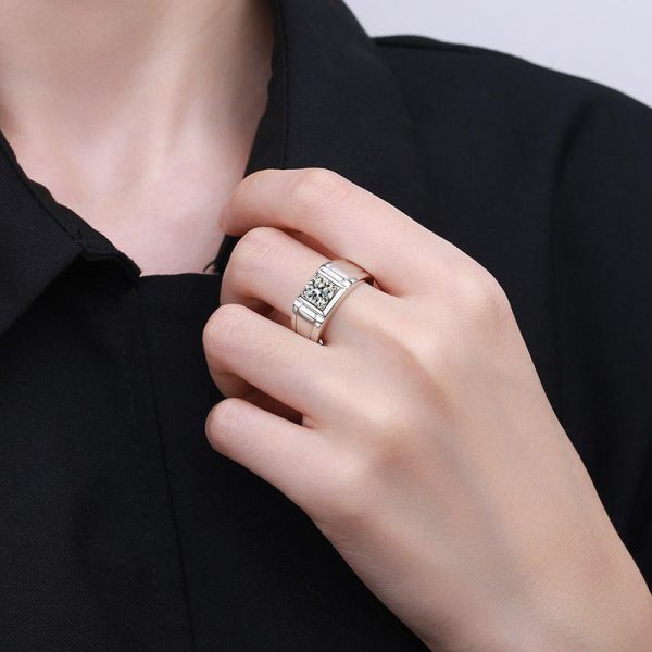 AZ433-J  1CT Princess Cut Moissanite Engagement Ring for Women Men Colorless Diamond Weddig Bands Sterling Silver Bridal Gift - Image 2