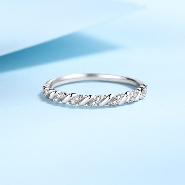 AZ458-J Moissanite S925 Silver Ring for Women Plated Pt950 Princess Diamond Cut Wedding Band Valentine's Day Gift Wholesale - Image 4