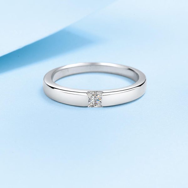 AZ531-J S925 Sterling Silver 0.3Ct Princess Cut Moissanite Ring Women's Stackable Wedding Band Bridal Jewelry 2025 - Image 4