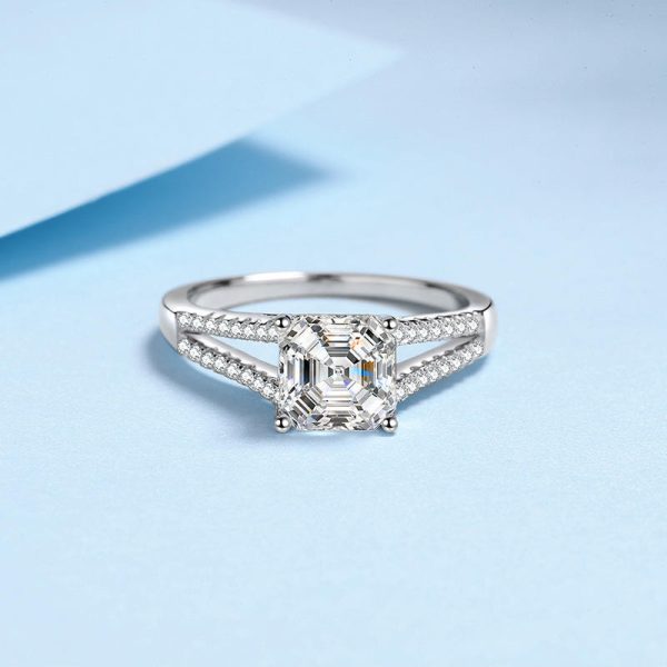 AZ550-J 18k White Gold Double Halo Platinum Pt950 Rings for Women with 2ct Moissanite Sparkle Fine Jewelry Gift - Image 4