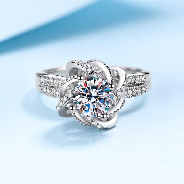 AZ280-J S925 Silver Moissanite Rings D Class 2 Carat Retro White Personality Women Ring Jewelry Accessories - Image 4