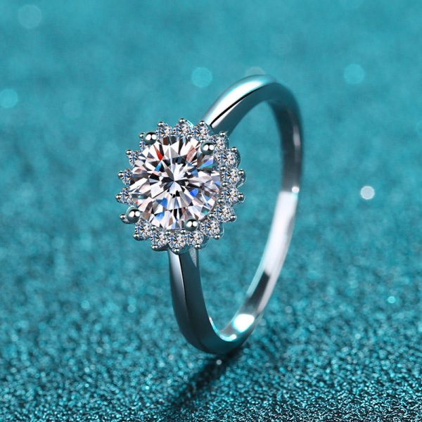 AZ256-J 18K White Gold 1 Carat Moissanite Ring for Women Platinum Pt950 Spinning Rose Romantic Ring Luxury Wedding Bands Fine Jewelry - Image 3
