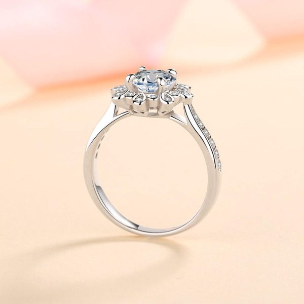 AZ349-J 1ct Real Moissanite Solitaire Ring for Women Cross Hollow Marriage Proposal Ring S925 Silver Jewelry Created Diamond Band - Image 4