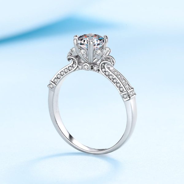 AZ353-J  925 Sterling Silver Dazzling Round 1CT Moissanite Ring For Women Female Wedding Engagement Platinum Plated Fine Jewelry - Image 3