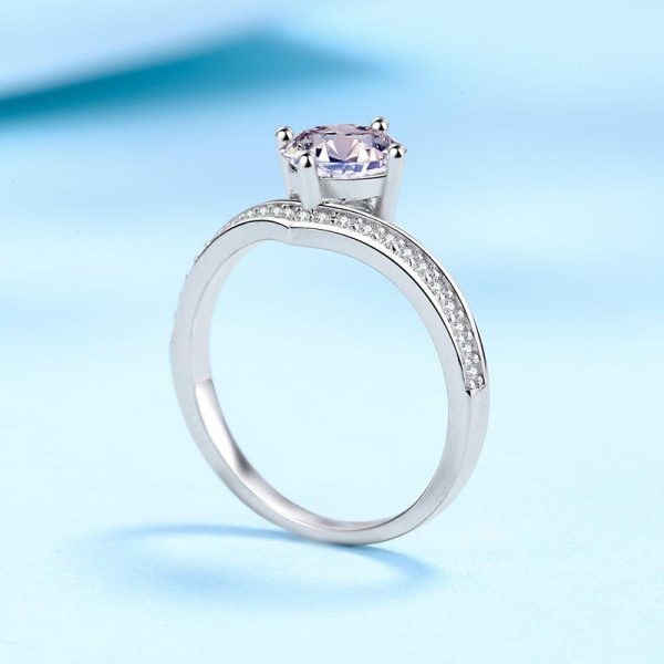 AZ378-J Simple True Love Wedding Rings for Women 925 Silver Color Moissanite Round Stone Finger Rings Jewelry Gift - Image 3
