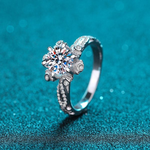 AZ273-J Original 925 Sterling Silver Ring Love Heart Wishbone Moon Sun Rings Crystal Rose Gold For Women Wedding Gift Luxury Jewelry - Image 3